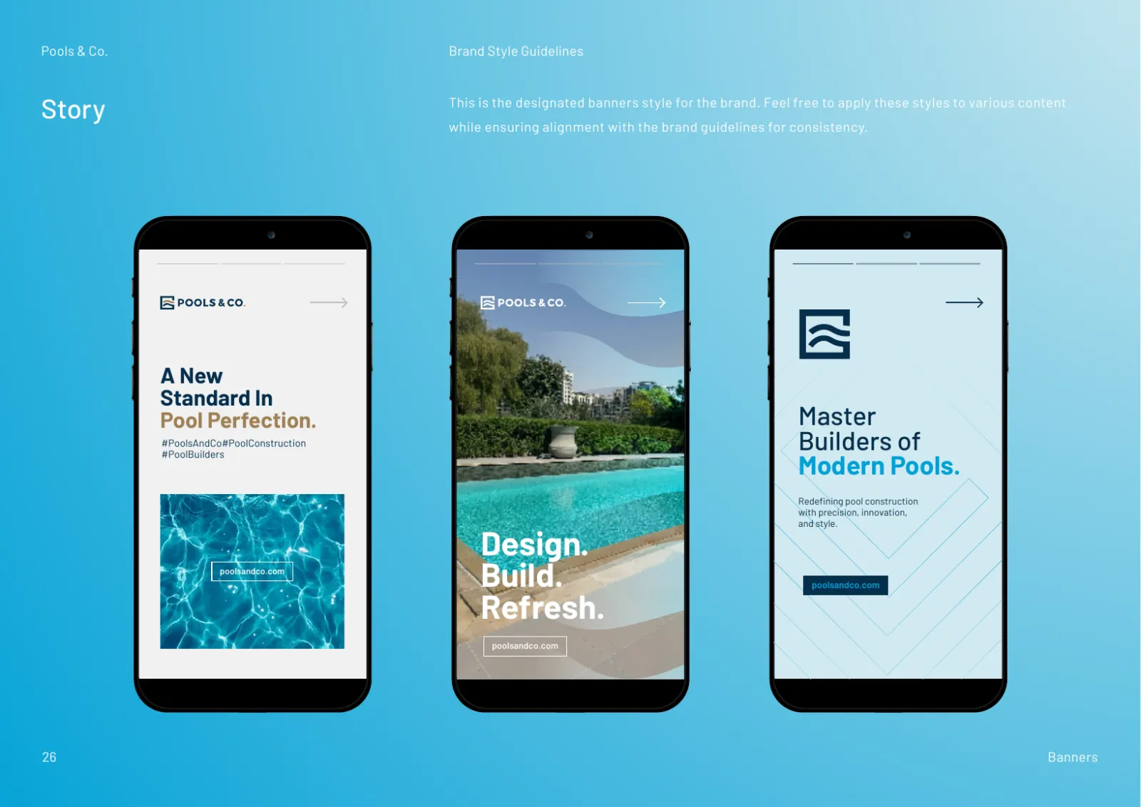 Pools & Co Instagram story designs